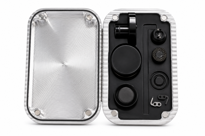 Slash rebuild kit in a machined aluminium fly box