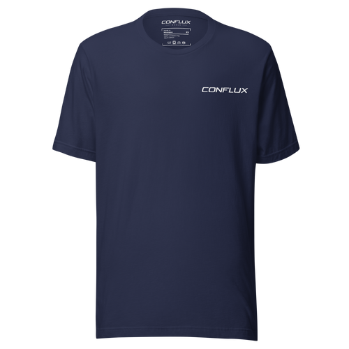 Built for the Pursuit Tee in navy, front, small wordmark on the left chest